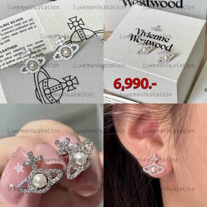 [พร้อมส่ง]: Vivienne Westwood Earrings Olympia เงิน️ก่อนกดสั่งรบกวนทักมาเช็คสต๊อคก่อนนะคะ️