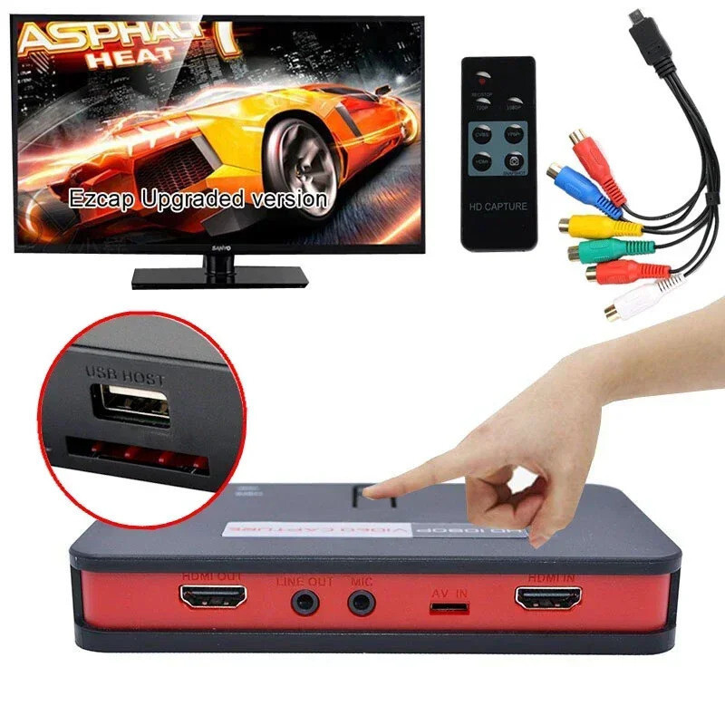 CVBS AV การ์ดจับภาพวิดีโอ HDMI Grabber สําหรับกล่องทีวี DVD กล้องแล็ปท็อปพีซีบันทึกวิดีโอไปยังการ์ด 