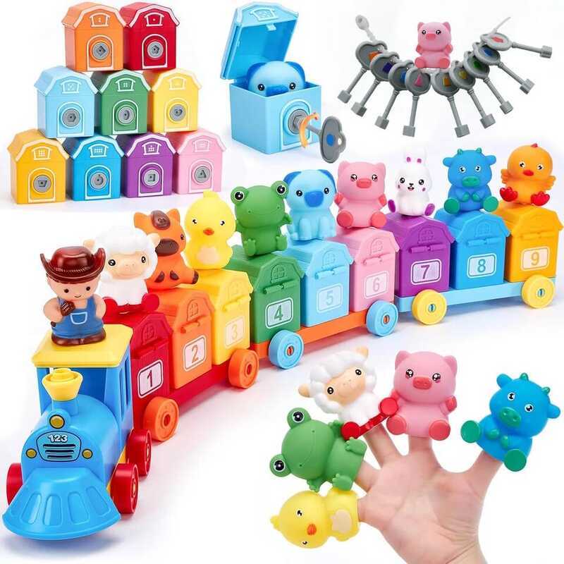 C Montessori Train/Surprise Party Gift Set Toddler Learning Toys Counting Sorting Toys Fine Motor F