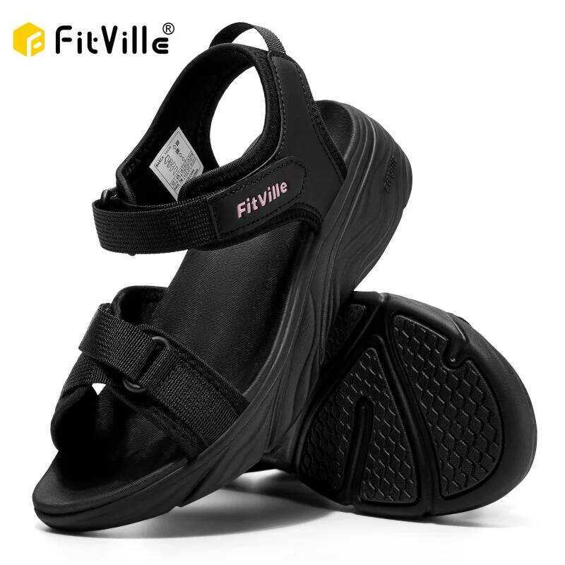 C Fitville Wide Women's Platform Sandals Summer Walking Sandals For Women With Adjustable Closures