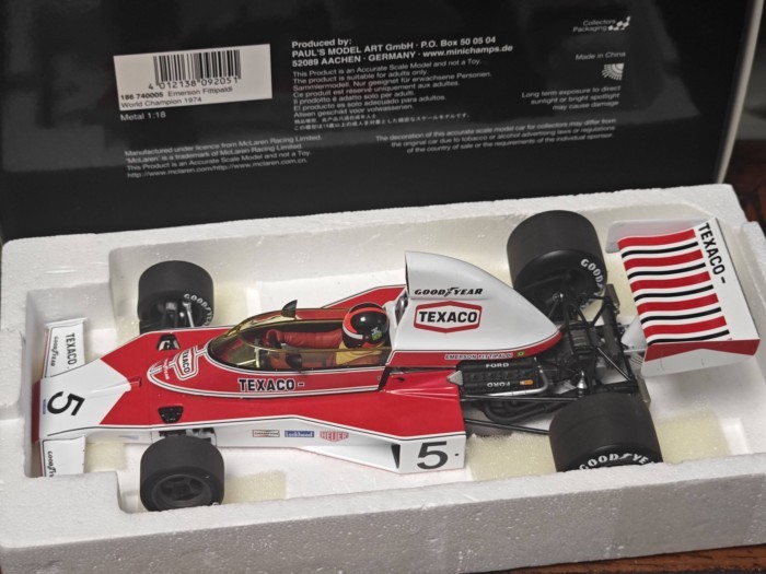 พร้อมส่ง Mini Cut MINICHAMPS 1/18 1974WDC McLaren McLaren M23 5#菲蒂帕尔蒂