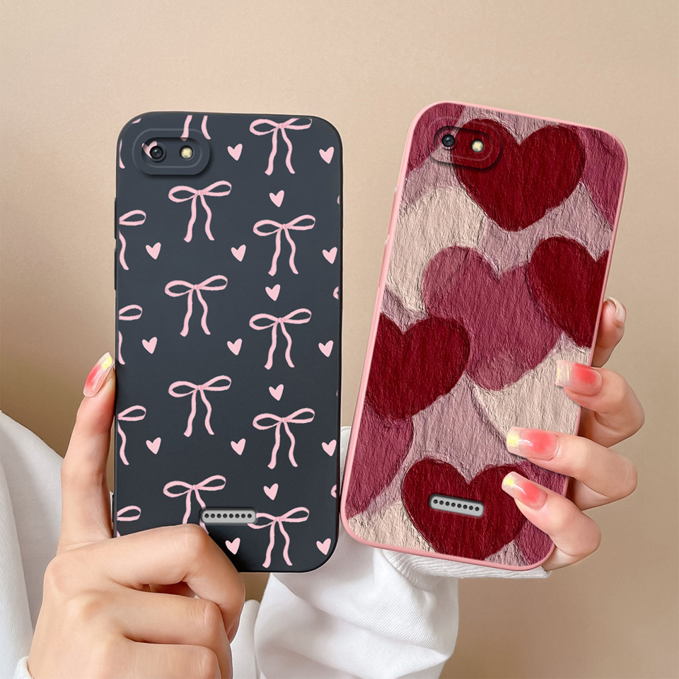 สําหรับ Redmi 6A Redmi 6 เคสโทรศัพท์ที่สวยงาม Bow Love Heart แฟชั่นป้องกันกล้อง Drop-Resistant กันชนกันกระแทกสําหรับ Redmi 6A Redmi6 ซิลิโคนปกหลัง