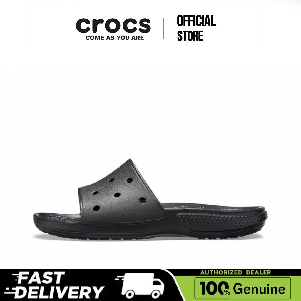 【100% Genuine】Crocs Classic Slide Black Unisex Beach sandals
