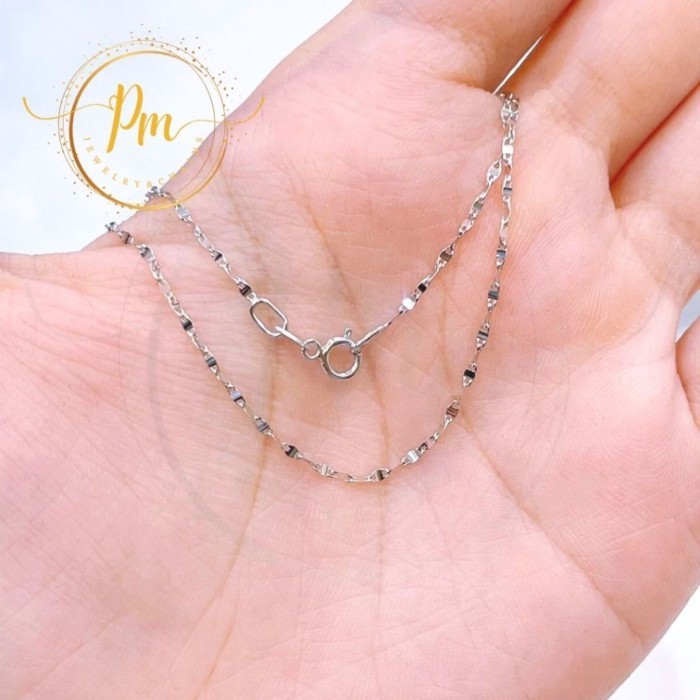 สร้อยคอทองแท้ PM ตะขอก้ามปู ทองขาวแท้ 18k Italy (750) ลายจันทร์ มีใบรับประกันจากทางร้าน