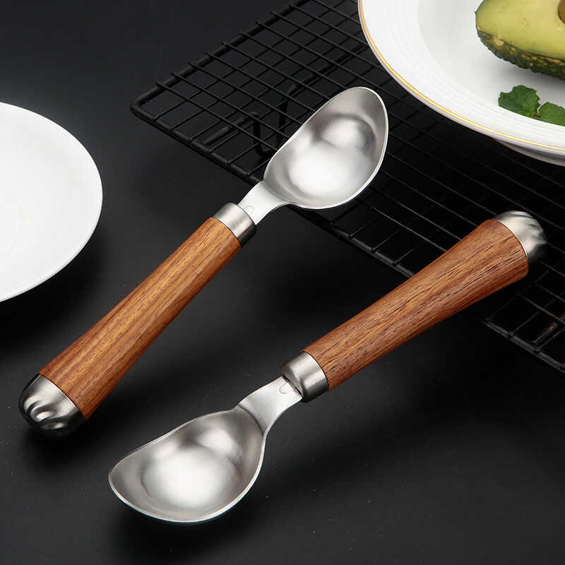 304 Rosewood Ice Cream Scoop สแตนเลส Ball Scoop Ice Cream Scoop ผลไม้เนื้อ Scoop แตงโม Scoop
