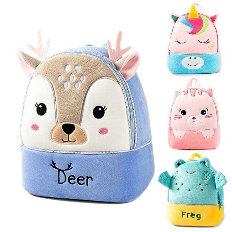 C Cute 3D Deer School S For Children Cartoon Unicorn School Backpac Kindergarten Girls Kids Kawaii