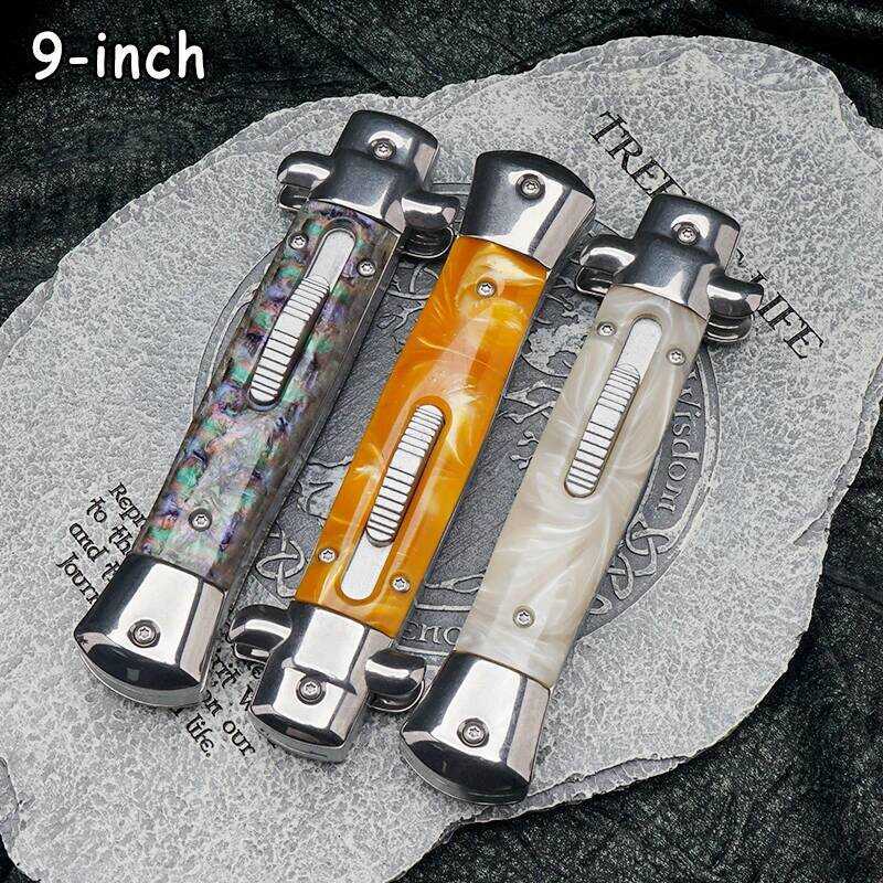 C Italy Old Style Pocket Folding Blade Mafia Outdoor Camping 440C Utility Folding Knife Resin/Wood