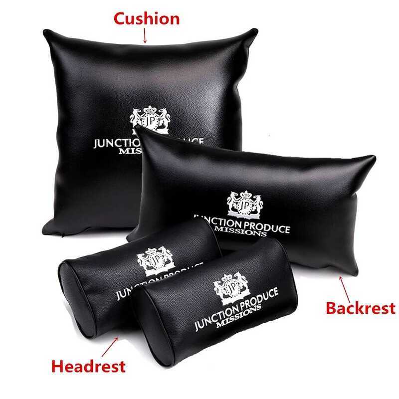 C JP Pillows Junction Produce Black White Great Leather Neck Pillow Bolster Hold Throw Cushion Auto