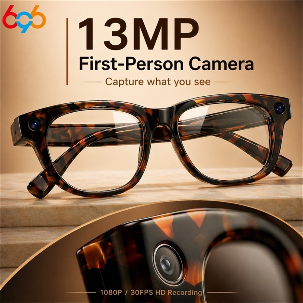 ผู้ชายผู้หญิง AI แว่นตาถ่ายภาพอัจฉริยะ 13MP HD กล้อง 1080P/30FPS บันทึกบทสนทนาแปลฟันสีฟ้าแว่นตาอัจฉร