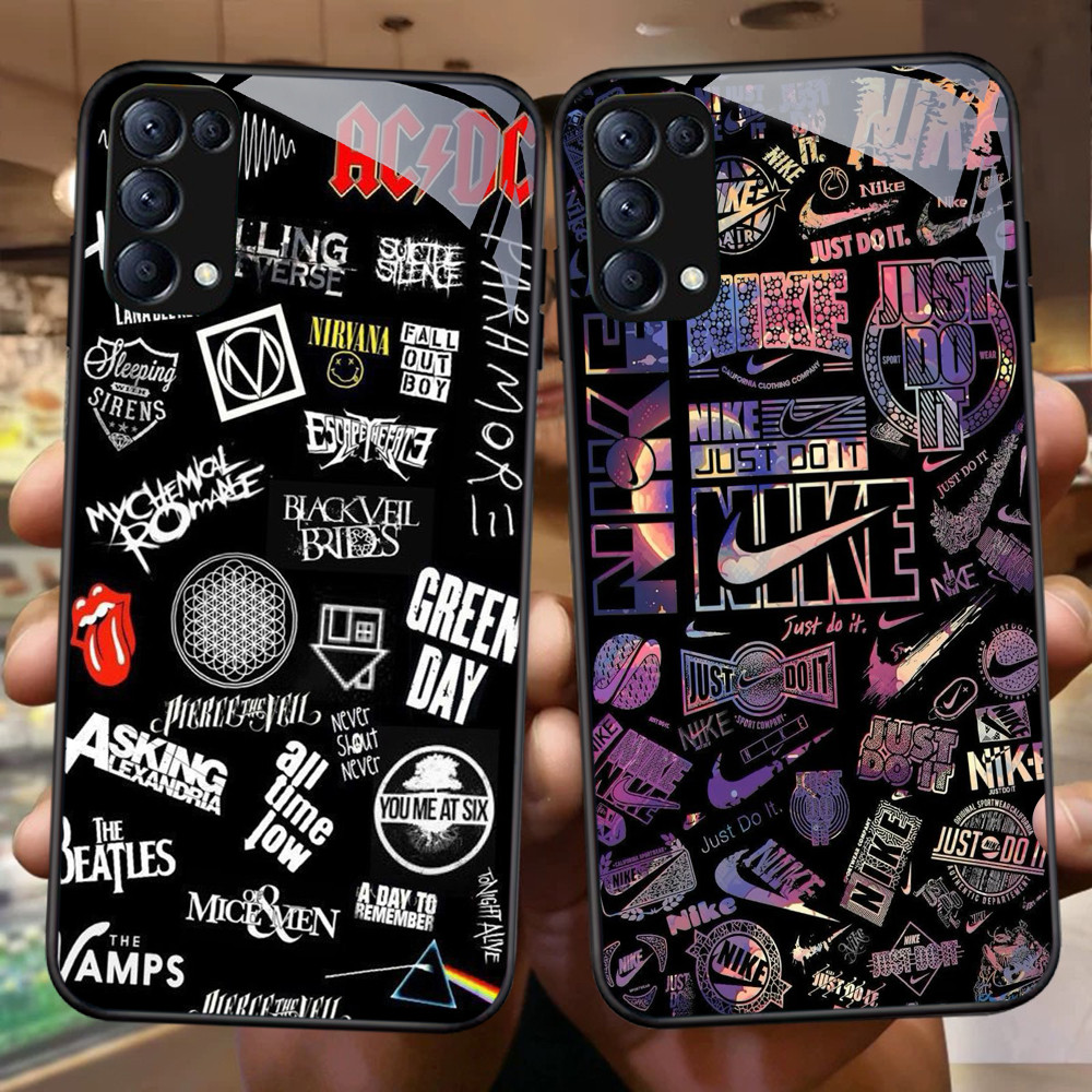 FB-43 ROCK Rock HD Glass Case Casing Kaca สําหรับ OPPO Reno F17 A5 A3S 4F A16E A16K A12E A93 A7 4 Pr