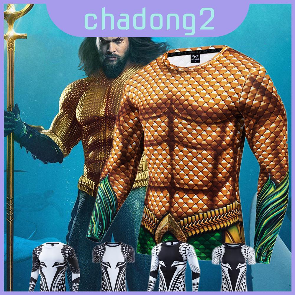เสื้อยืด Gym Compression With Aquaman 3d Print And Tight-knit Support Fabric**