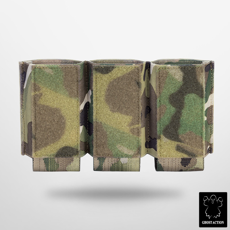 Ghost Action Tactical Triple 556 Mag Pouch FERRO Style Elastic Hook & Loop DOPE Pouch 6506