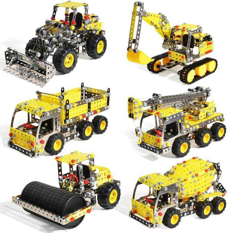 C 3D DIY Metal Building Block Assembly Model Excavator Tipper Truck Crane Nut Combination Assembly