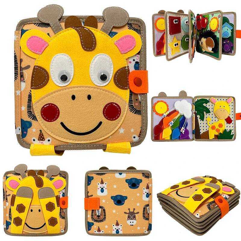 C Montessori Toy Busy Board Giraffe Busy Book For Baby 1 2 3 Ages Preschool Learning Eduional Quiet