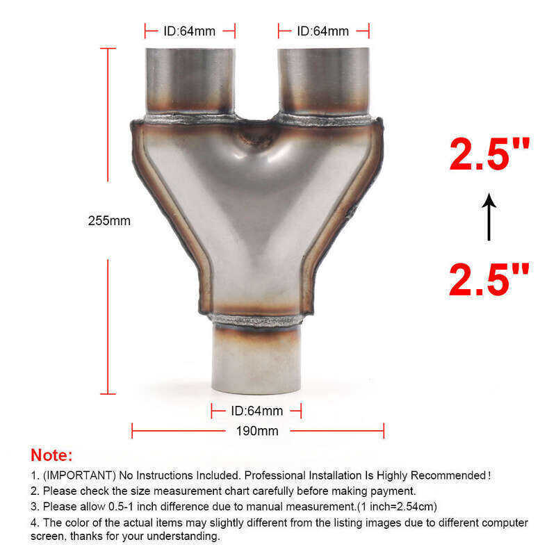 2.5 นิ้ว-2.5 นิ้ว Universal Custom รถ Y-Pipe ท่อไอเสียสแตนเลส Y ประเภทท่ออะแดปเตอร์ขั้วต่อหลอดกรวย A