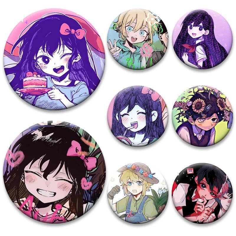 Omori Aubrey Basil การ์ตูน Pins รอบ Tinplate เข็มกลัดสําหรับเสื้อผ้ากระเป๋า Decor Snap in Design Bad