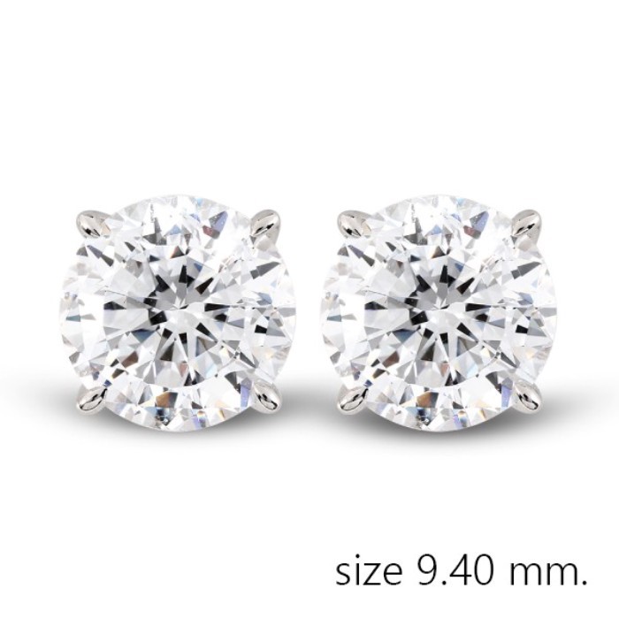 Merii ต่างหูเงินแท้ 925 ชุบโรเดียม ประดับ CZ ขนาด 9.5 มม. ฝัง 4 หนามเตย