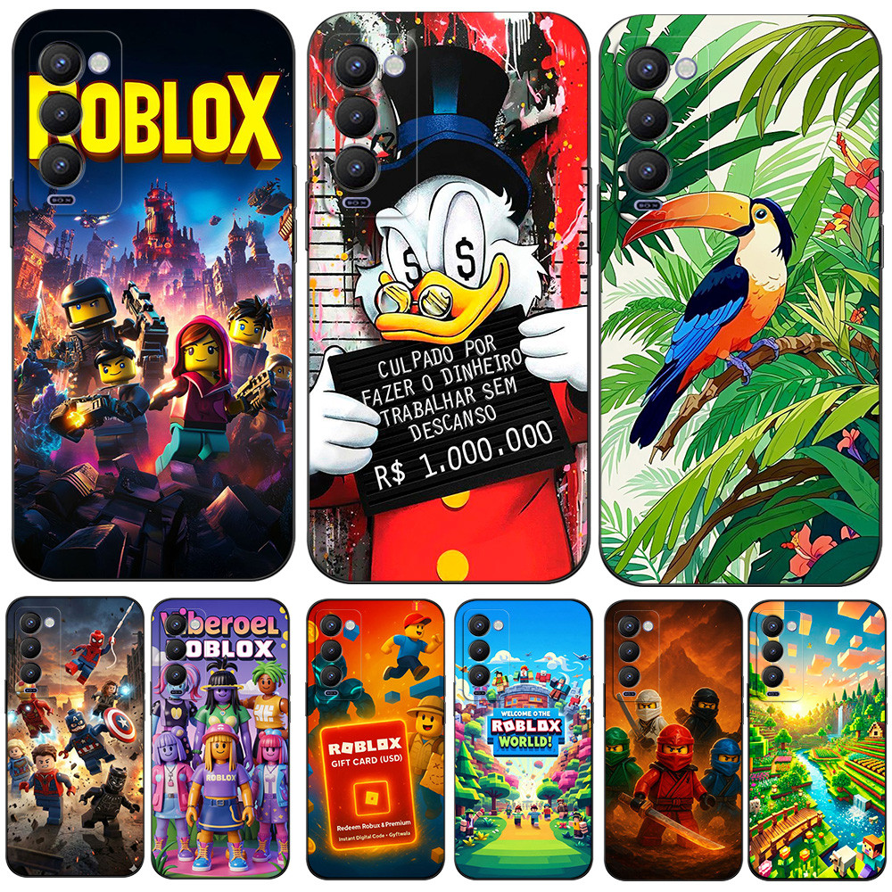 สําหรับ TECNO CAMON 18 18P Silicon โทรศัพท์ฝาหลังสีดํา tpu กรณี Roblox Scrooge McDuck นกตลก