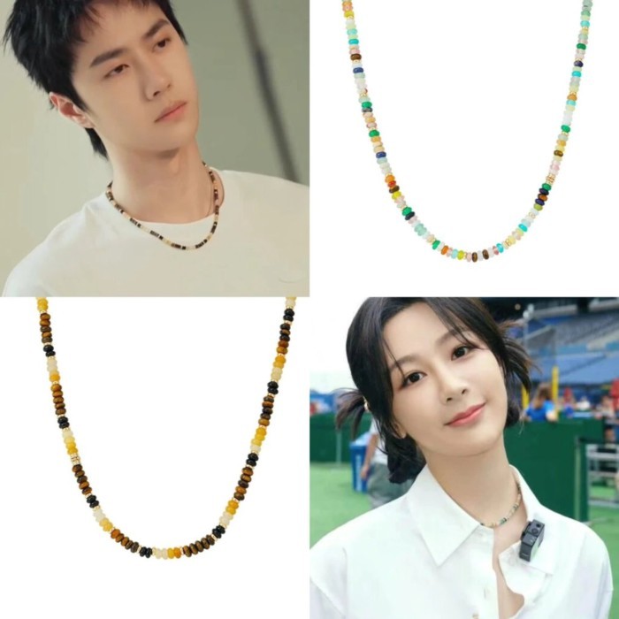 WuuM คนดังสไตล์เดียวกัน Arsis หินสีธรรมชาติหินตาเสือ Lai Cai สร้อยคอ Designer ยี่ห้อ ARSIS Original