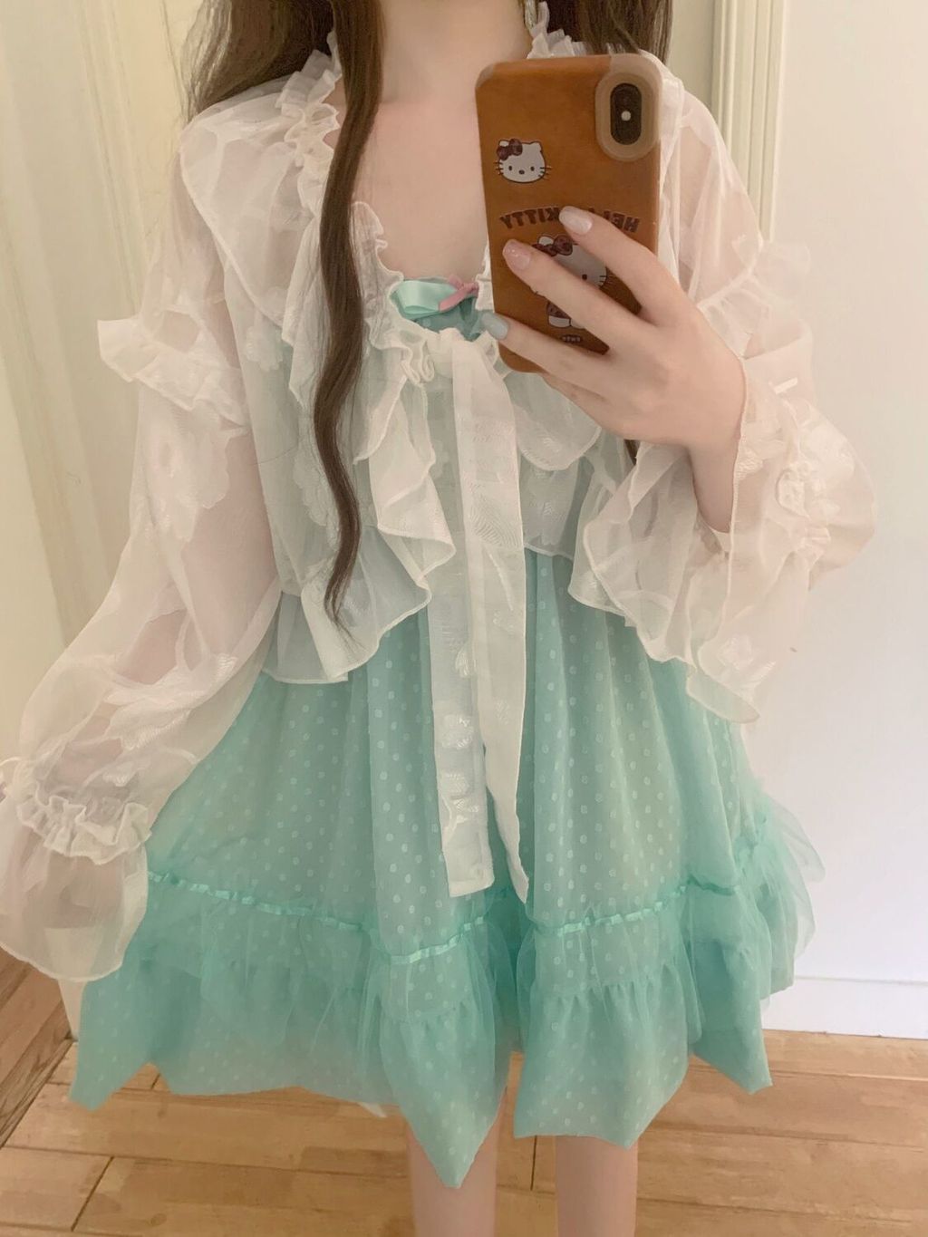 GS.ART lolita lolita คาร์ดิแกนกันแดดแฟชั่น All-Match Bow Shawl Blouse