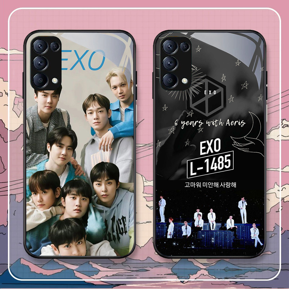 FB-18 K-POP EXO HD Glass Case Casing Kaca สําหรับ OPPO Reno F17 A5 A3S 4F A16E A16K A12E A93 A7 4 Pr
