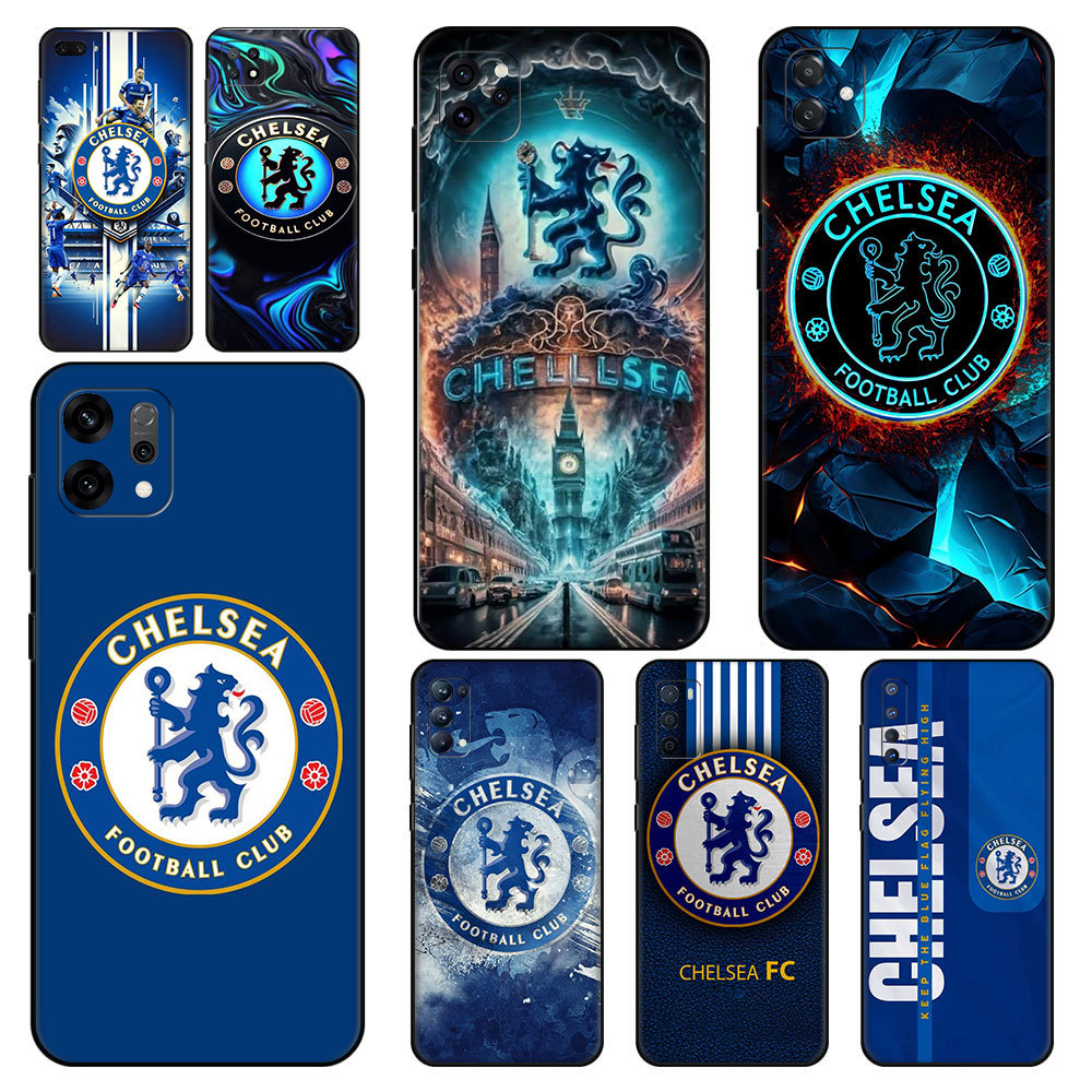 สําหรับ OPPO Reno 8T 7 lite 7z 6 11F 12F A15S A16S A16k A16E เชลซีฟุตบอล Club zc.5 TPU ซิลิโคนสีดําป
