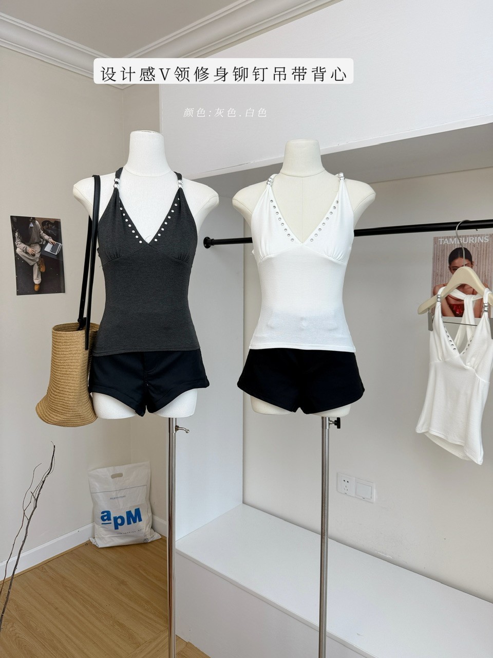 คอวีเชือกแขวนคอคอเชือกแขวนคอเสื้อแขนกุดผอมด้านบน 101284
