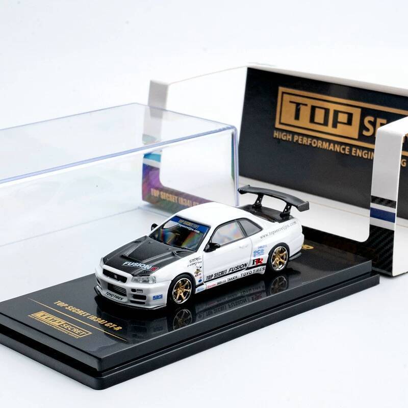 INNO 1:64 TOP SECRET R34 GTR โมเดลรถอัลลอยผลิตภัณฑ์สําเร็จรูปสําหรับคอลเลกชันเครื่องชั่งขนาดเล็ก