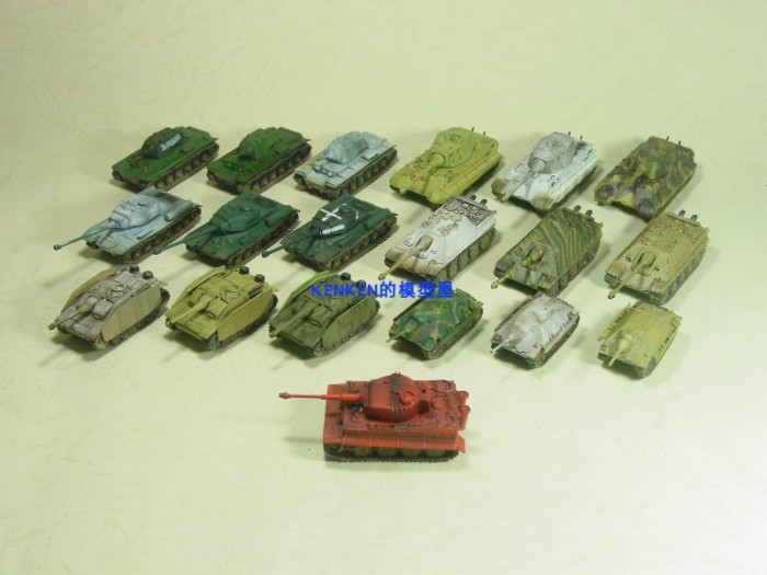พร้อมสต็อก TAKARA Ocean Hall Tank Museum 2 Bullets 1/144 Tiger King/KV1/Cheetah/Stalin/Hunter