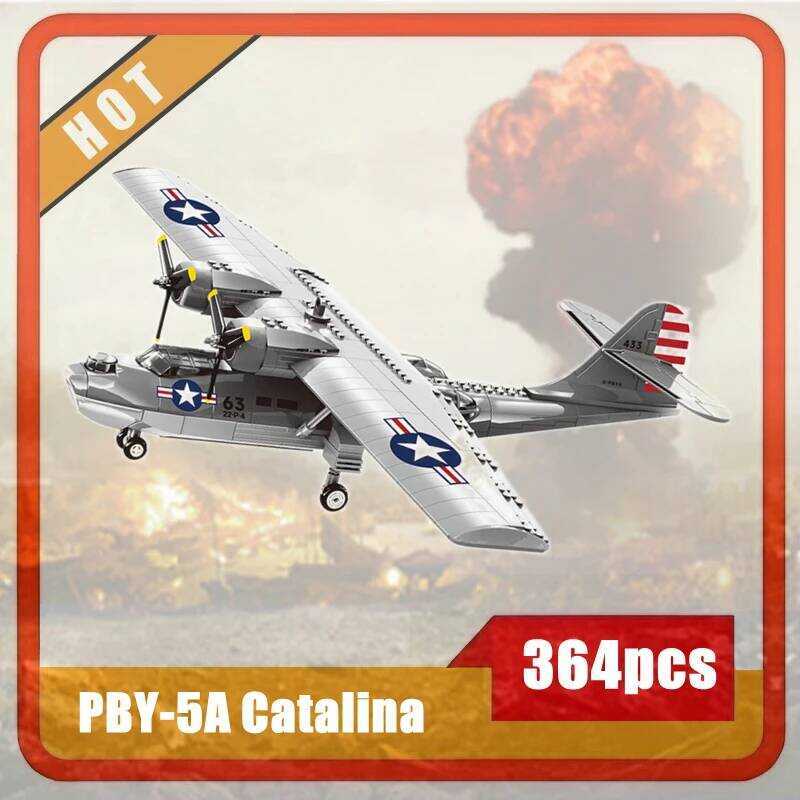 C City Series Children Gift 364Pcs/Set Pby-5A Cataa Model Fighter Assembg Building Block Bric Eduio