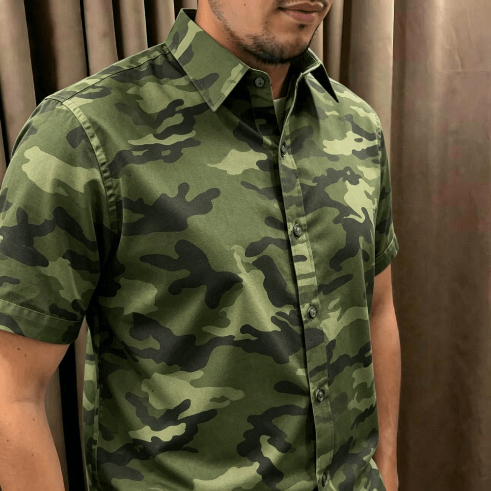 เสื้อเชิ้ตผู้ชาย แบบเสื้อฮาวาย พิมพ์แขนสั้น สไตล์เขตร้อน เหมาะสำหรับชายหาดและวันหยุดฤดูร้อน A122B