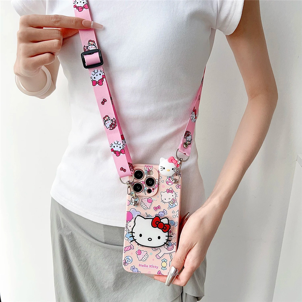 Sanrio 3D Kittyการ์ตูนที่วางโทรศัพท์พร้อมเชือกเส้นเล็กสําหรับHuawei Nova 13 14i 14 13i 11i 12 12S 12