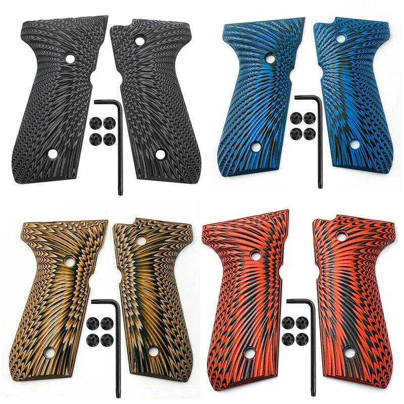 1pair G10 Grips Sunburst Texture Shank With Screws For BRT 92fs Grips Full Size 92 fs m9 92a1 96a1