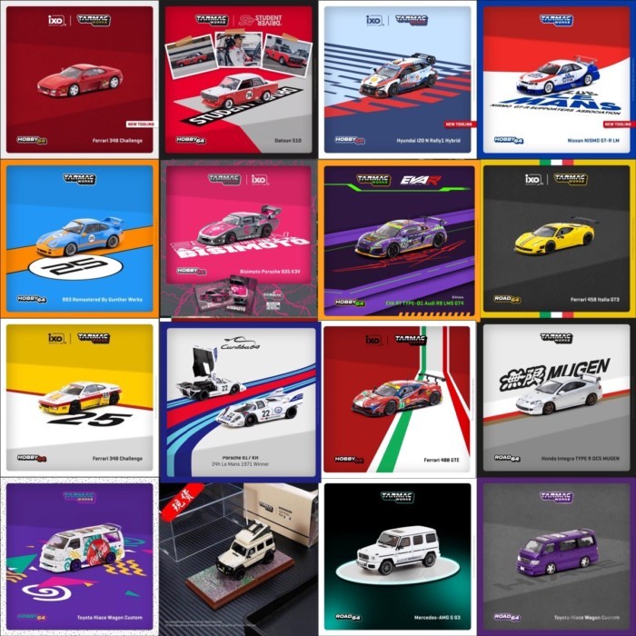 Ready Stock Collection Tarmac TW 64 Mercedes-Benz Ferrari Porsche Pagani Car Model Hobby64