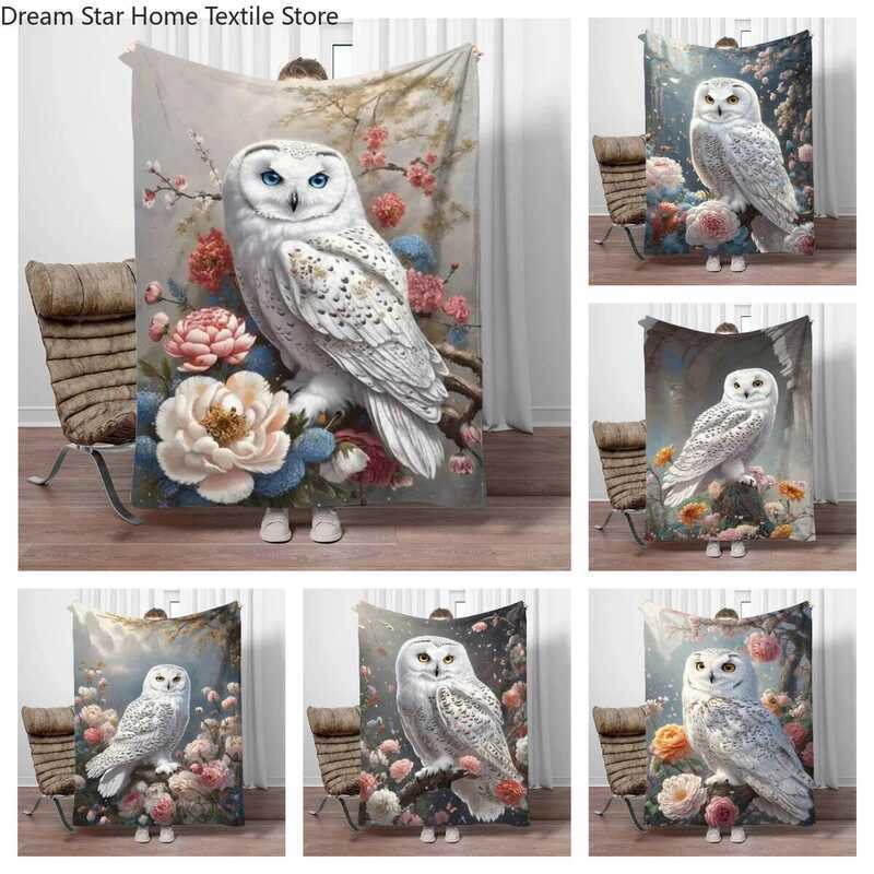 C White Owl Flannel Blanket Children Warm Soft Blanket For Sofa Bed Cover Blanket Suitable For Birt