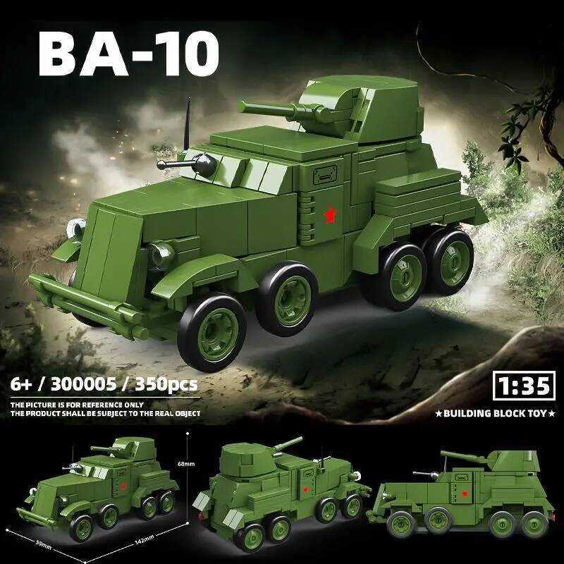 C World War II Tank, Soviet Ba-10 Armored Vehicle, Assembly Building Bloc, Boy, 6-Year-Old , Childr