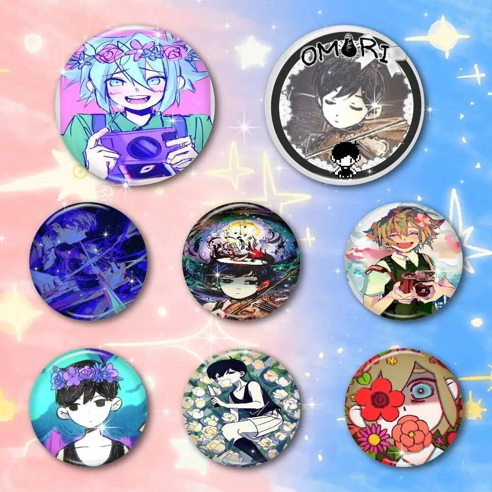 O-omori-I Badge บนกระเป๋าเป้สะพายหลังอุปกรณ์เสริมมังงะไอคอน Pins รอบการ์ตูนเข็มกลัดสําหรับเสื้อผ้ากร