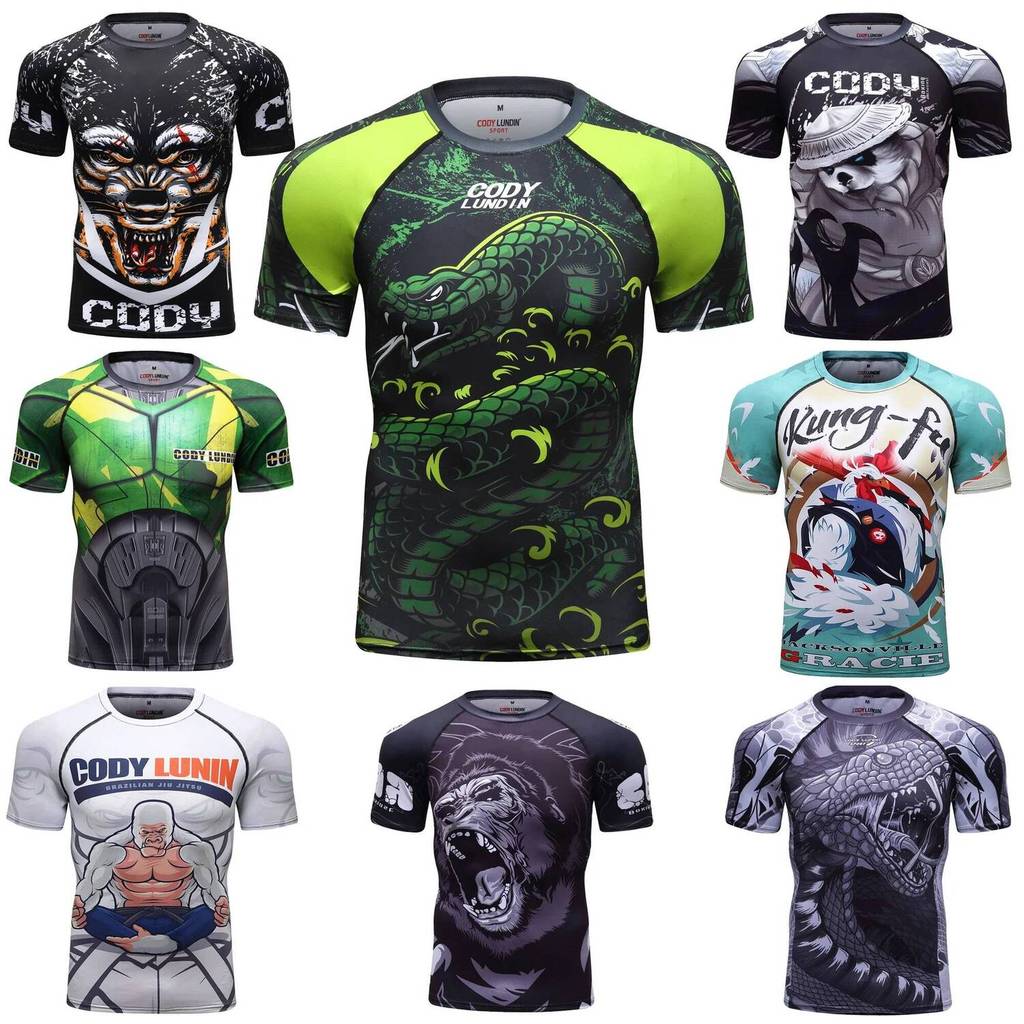 ชุดกีฬา Bjj Rash Guard Grappling Brazilian Jiu Jitsu ผู้ใหญ่ Mens Nogi No Gi Bjj Jiu Jitsu MMA Jerse