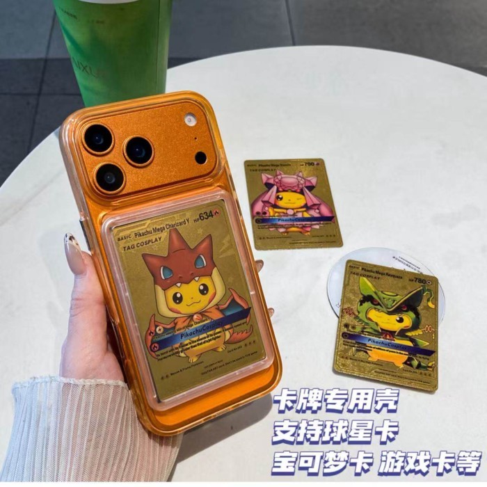 60*90 Card Case เหมาะสําหรับ Apple 17/16/15 เคสโทรศัพท์มือถือ Pokémon Card Case Star Card Yu-Gi-Oh C