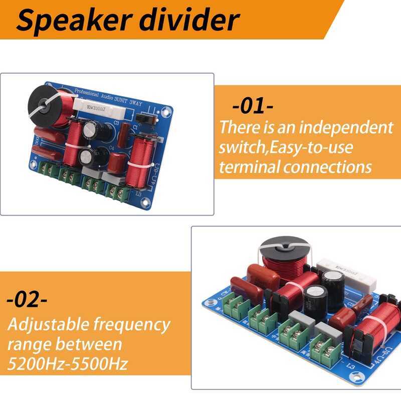 C 2Pcs 3-Way 250W 850/5200Hz Frequency Divider DIY Speaker Filter Circuit Treble Medium Hifi Stereo