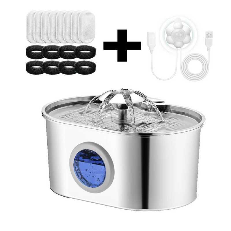 C Automatic Cat Water Fountain Stainless Steel Pet Fountain Dog Water Dispenser With USB Electric U