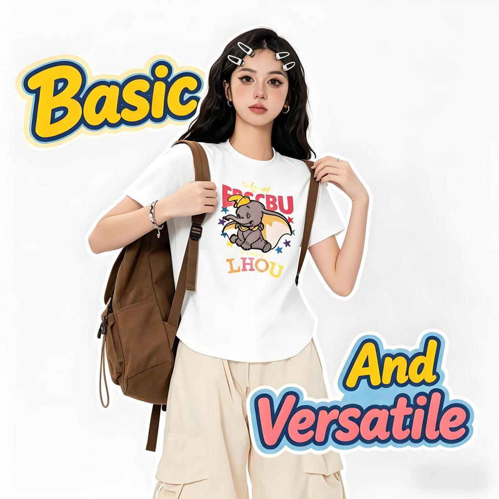 Retro Basic T-Shirt Daily Commute Crew Neck สําหรับสาวอวบ