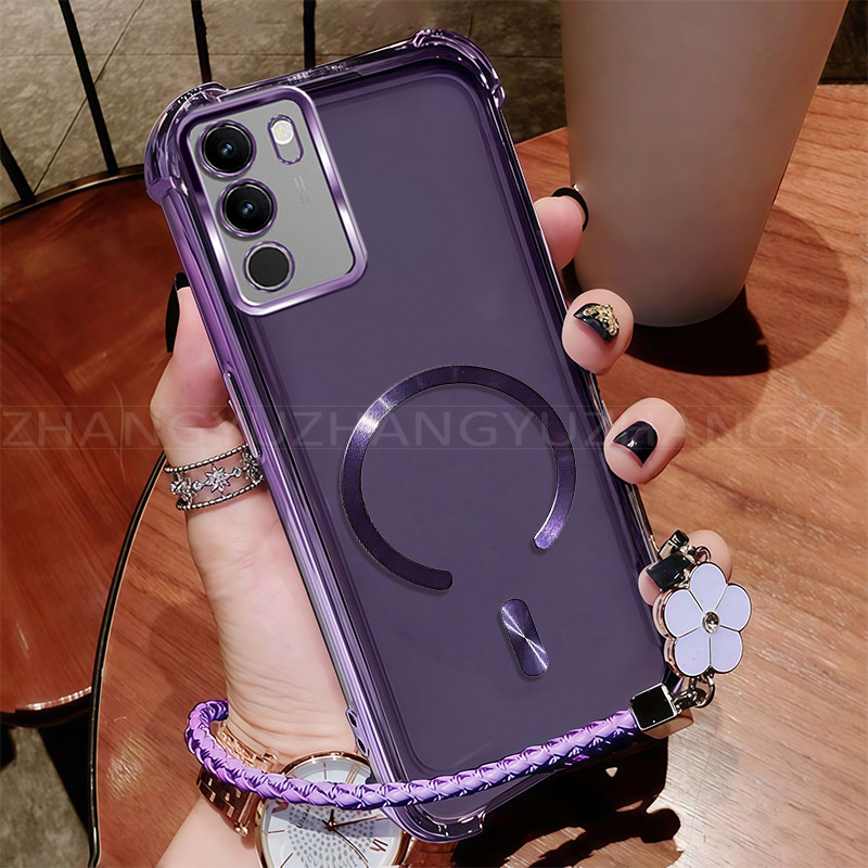 เคสสําหรับ Vivo V29 pro เคสโทรศัพท์ ใหม่แม่เหล็กที่แข็งแกร่งชาร์จไร้สาย C-ring กันกระแทกสี่มุมปลอกเช