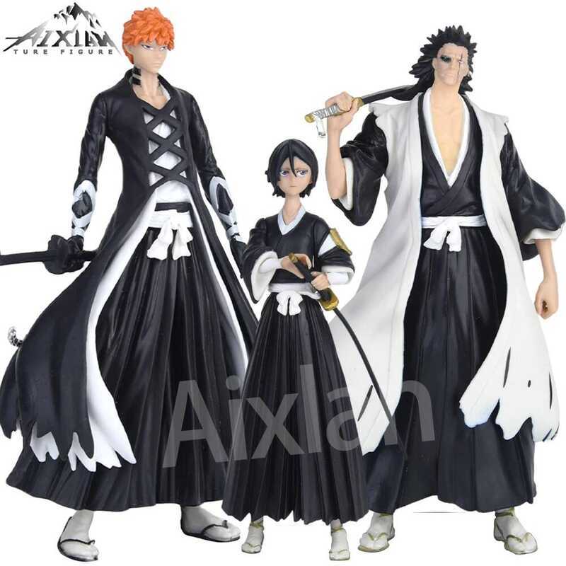 C Aixlan 3Pcs BLEACH Anime Figure Kurosaki Ichigo PVC Action Figure Kuchiki Rukia Fig Collectible M