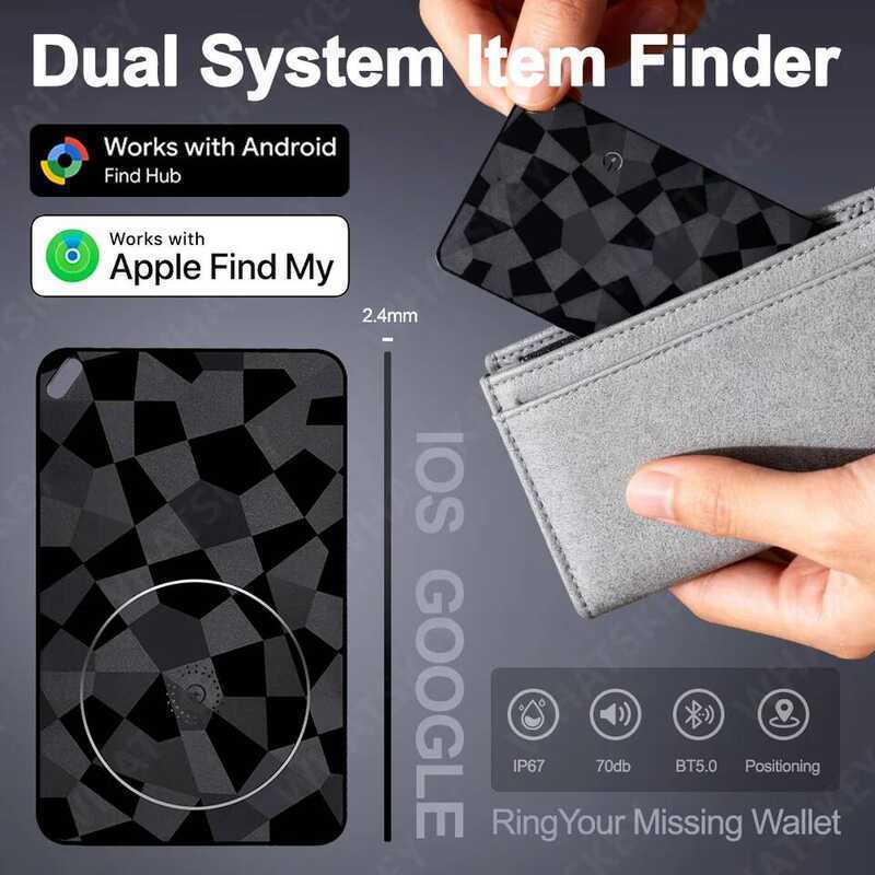 C IOS Android Wallet Tracker Card For Android - Ultra Thin Bluetooth Smart Tag Wireless Rechargeabl