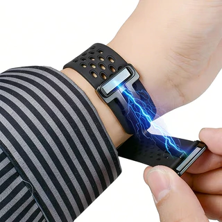 สายนาฬิกาซิลิโคนสำหรับHuawei Band 11/11Proรูระบายอากาศพร้อมหัวเข็มขัดแม่เหล็กปล่อยอย่างรวดเร็วสำหรับสาย Huawei Band 11