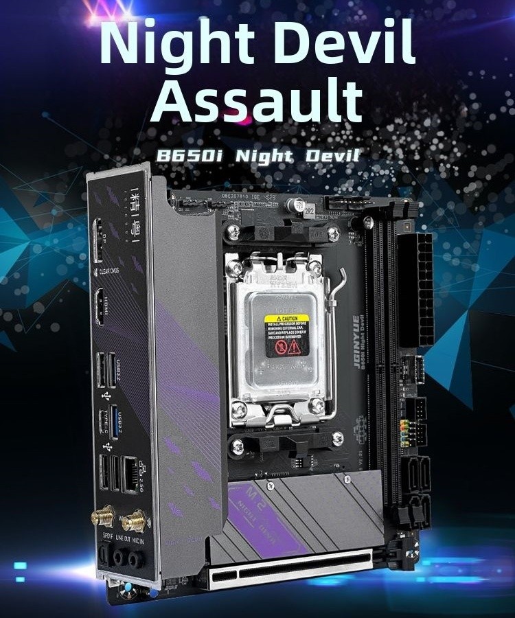 Mini ITX AMD AM5 B650i Night Devil เมนบอร์ดสําหรับคอมพิวเตอร์เดสก์ท็อป DDR5 RAM รองรับอย่างเป็นทางกา