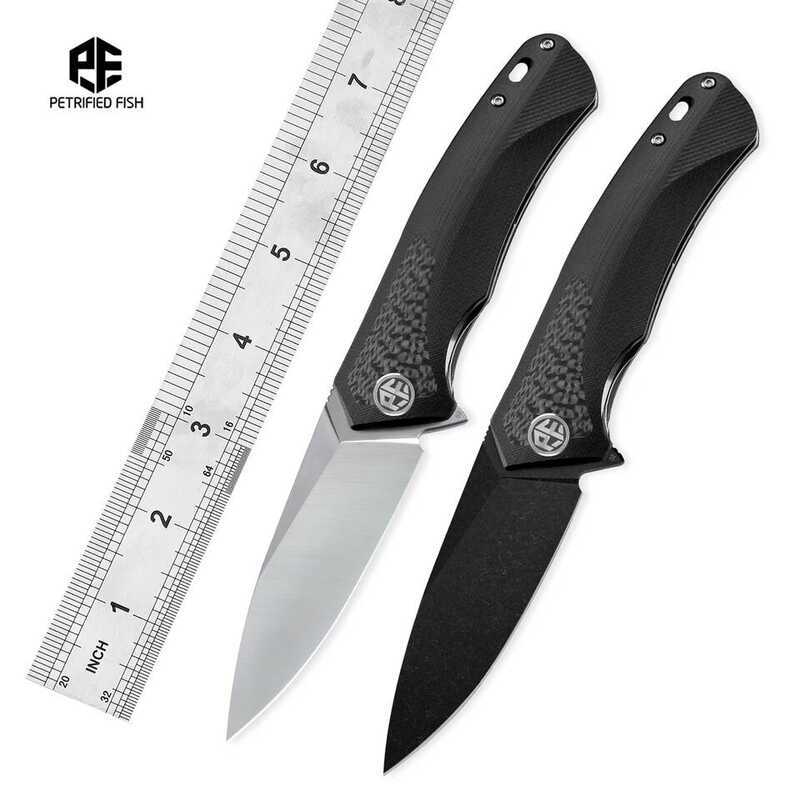 C Petrified Fish Pf838cs D2 Steel Blade Folding Knife G10+Carbon Fiber Handle Outdoor Camping Hunti