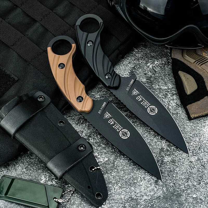 C High Hardness Outdoor 8Cr13mov Blade Straight Knife Tactical Wilderness Exploration Hunting Self