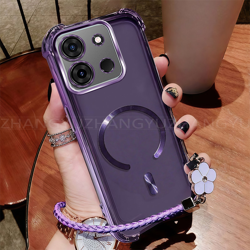 เคสสําหรับเคสโทรศัพท์ infinix SMART 7 ใหม่แม่เหล็กที่แข็งแกร่งชาร์จไร้สาย C-ring กันกระแทกสี่มุมปลอก